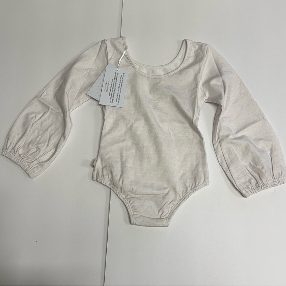 OMI JO NWT Oatmeal Leotard Bodysuit Long Sleeve Ivory Girls 3T SS37 New with tag - Picture 5 of 5